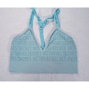 Victoria's Secret Logo Seamless Bralette Teal Blue T-Back Racerback Large L